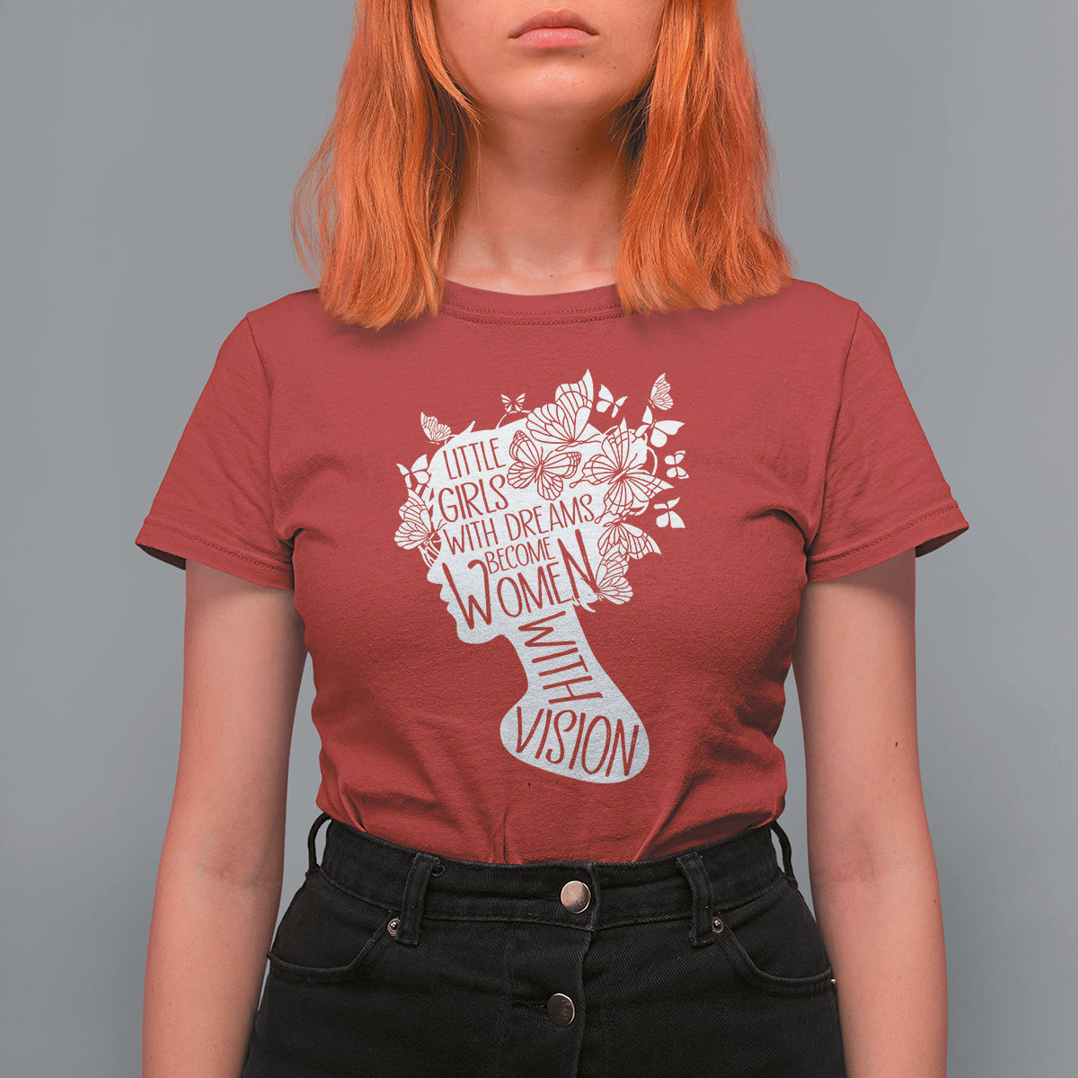 Women's Rights T Shirt For Women Little Girls With Dreams Become Women With Vision - Wonder Print Shop