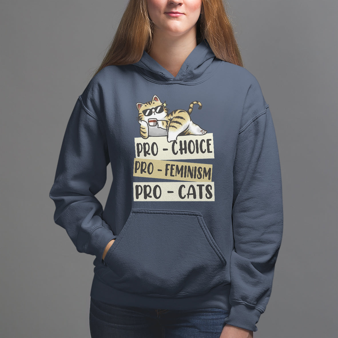 Feminist Hoodie Pro Choice Pro Feminism Pro Cats Funny Cat Coffee - Wonder Print Shop