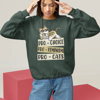 Feminist Sweatshirt Pro Choice Pro Feminism Pro Cats Funny Cat Coffee - Wonder Print Shop