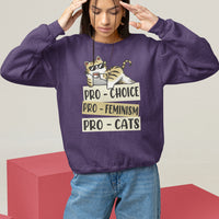 Feminist Sweatshirt Pro Choice Pro Feminism Pro Cats Funny Cat Coffee - Wonder Print Shop
