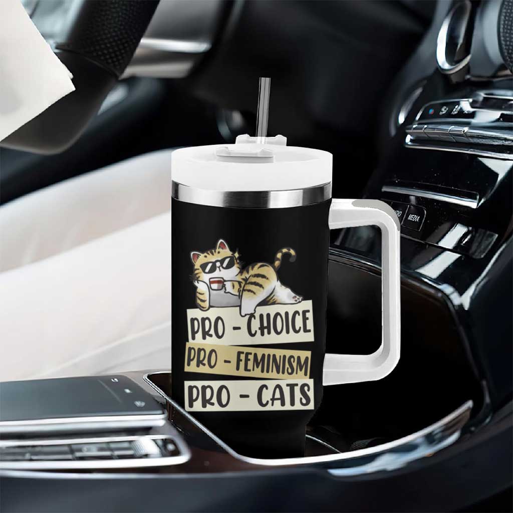 Feminist Tumbler With Handle Pro Choice Pro Feminism Pro Cats Funny Cat Coffee