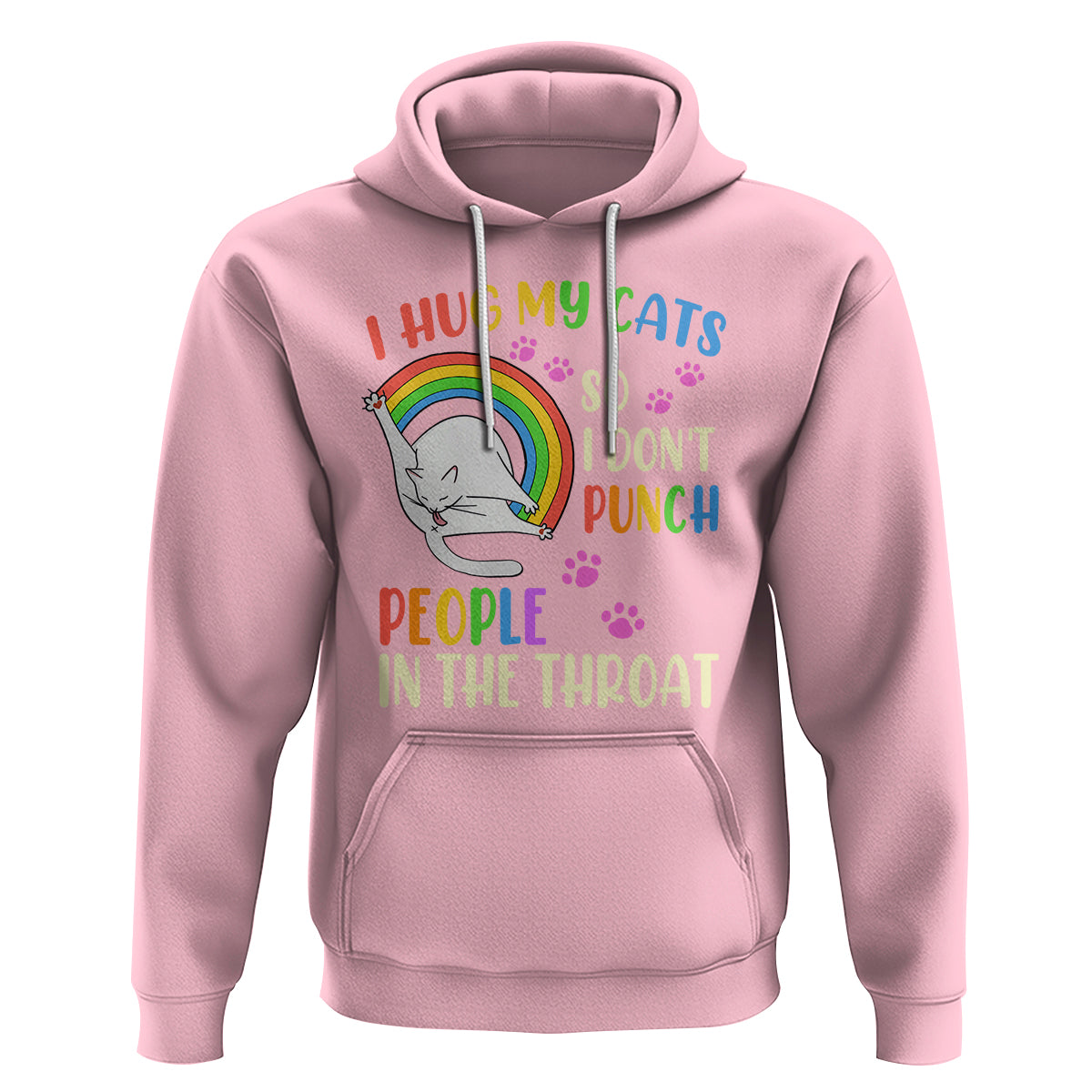Cat Lover Hoodie I Hug My Cat So I Don't Punch People In The Throat - Wonder Print Shop