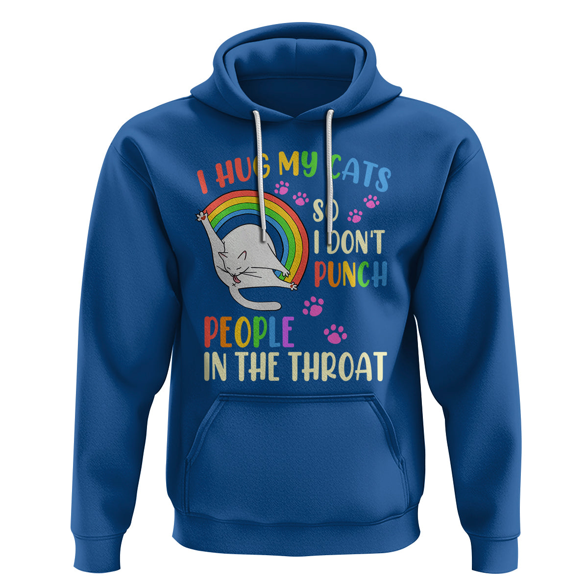 Cat Lover Hoodie I Hug My Cat So I Don't Punch People In The Throat - Wonder Print Shop