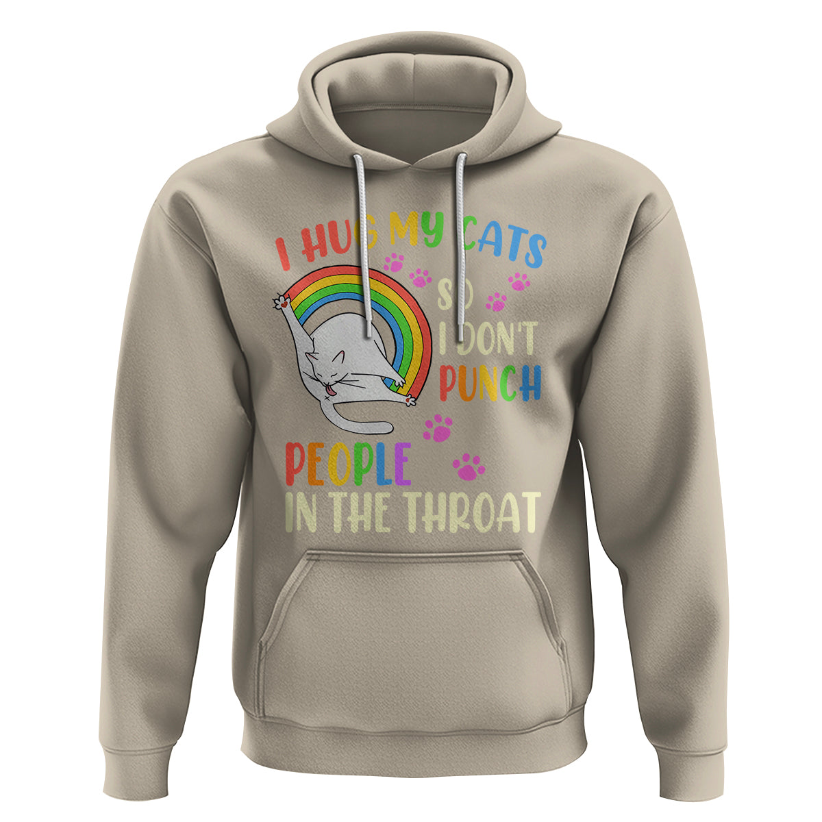 Cat Lover Hoodie I Hug My Cat So I Don't Punch People In The Throat - Wonder Print Shop
