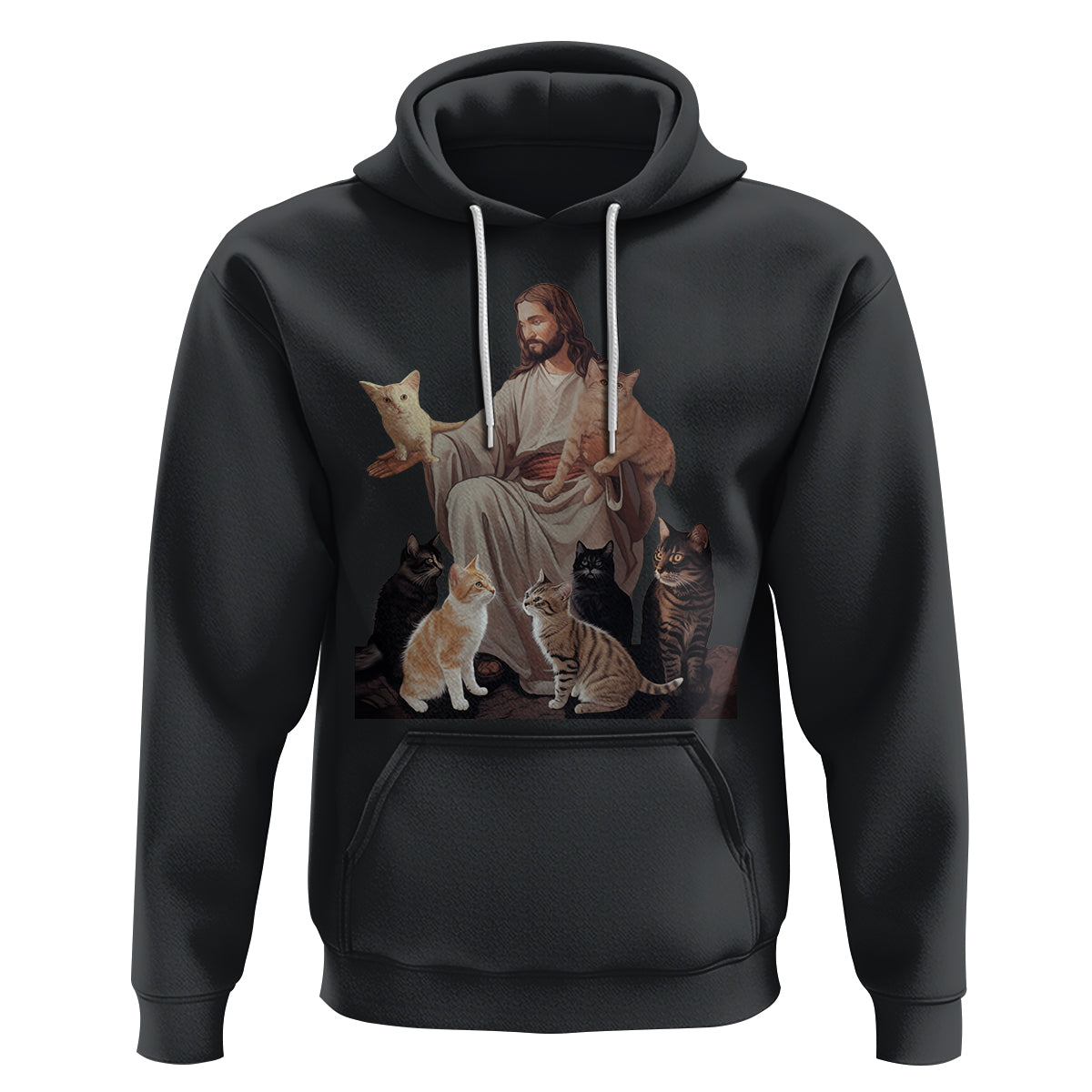 Jesus Hugs Cats Funny Christian Cat Lover Hoodie - Wonder Print Shop