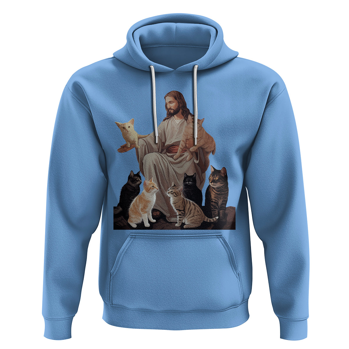 Jesus Hugs Cats Funny Christian Cat Lover Hoodie - Wonder Print Shop