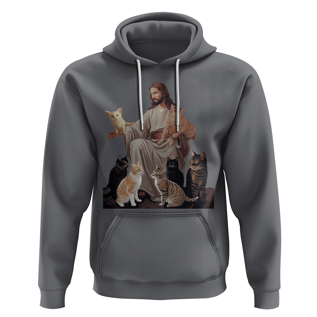 Jesus Hugs Cats Funny Christian Cat Lover Hoodie - Wonder Print Shop
