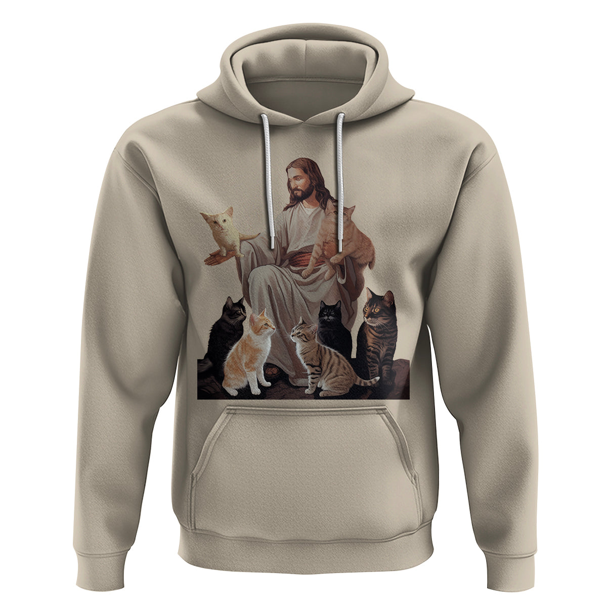 Jesus Hugs Cats Funny Christian Cat Lover Hoodie - Wonder Print Shop