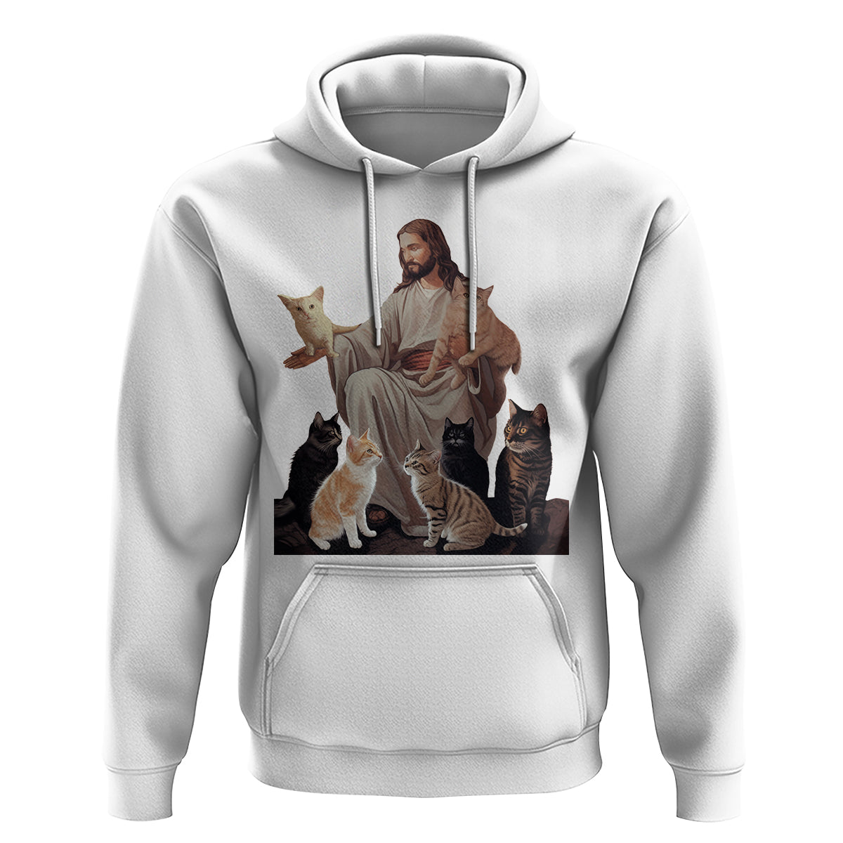 Jesus Hugs Cats Funny Christian Cat Lover Hoodie - Wonder Print Shop