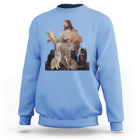 Jesus Hugs Cats Funny Christian Cat Lover Sweatshirt - Wonder Print Shop
