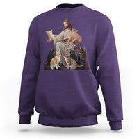 Jesus Hugs Cats Funny Christian Cat Lover Sweatshirt - Wonder Print Shop