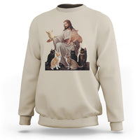 Jesus Hugs Cats Funny Christian Cat Lover Sweatshirt - Wonder Print Shop