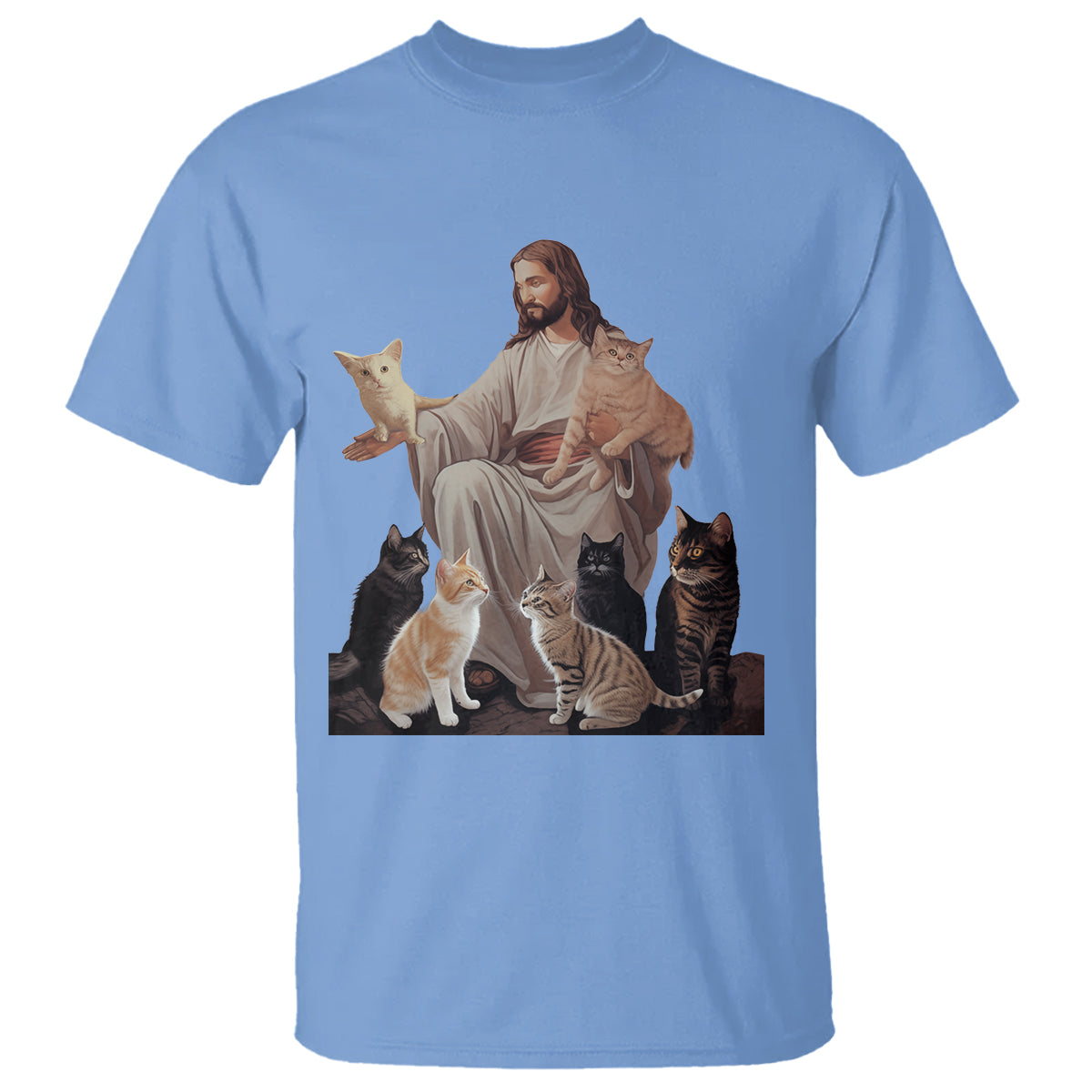 Jesus Hugs Cats Funny Christian Cat Lover T Shirt - Wonder Print Shop