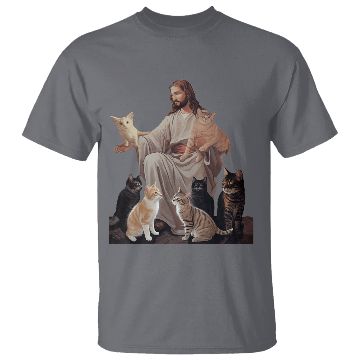 Jesus Hugs Cats Funny Christian Cat Lover T Shirt - Wonder Print Shop