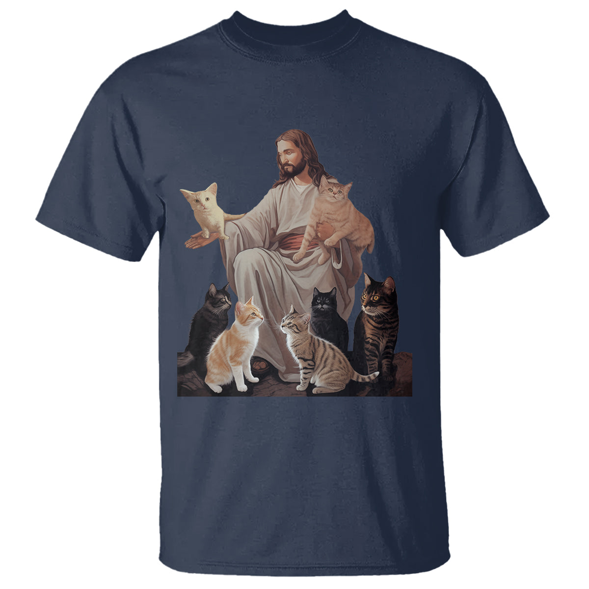 Jesus Hugs Cats Funny Christian Cat Lover T Shirt - Wonder Print Shop