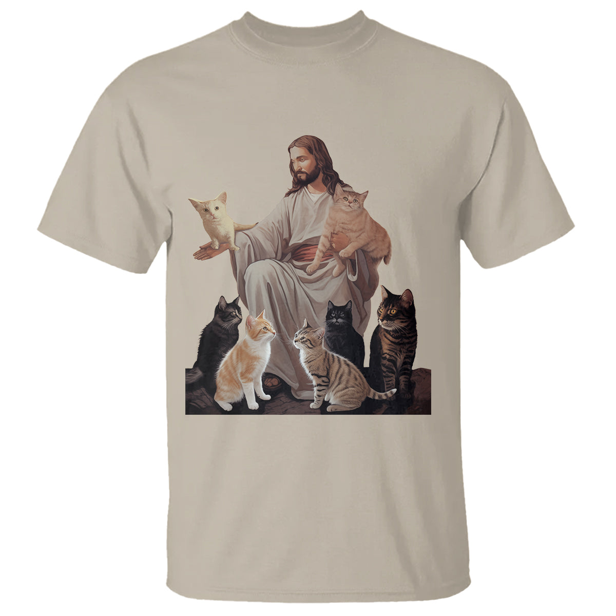 Jesus Hugs Cats Funny Christian Cat Lover T Shirt - Wonder Print Shop