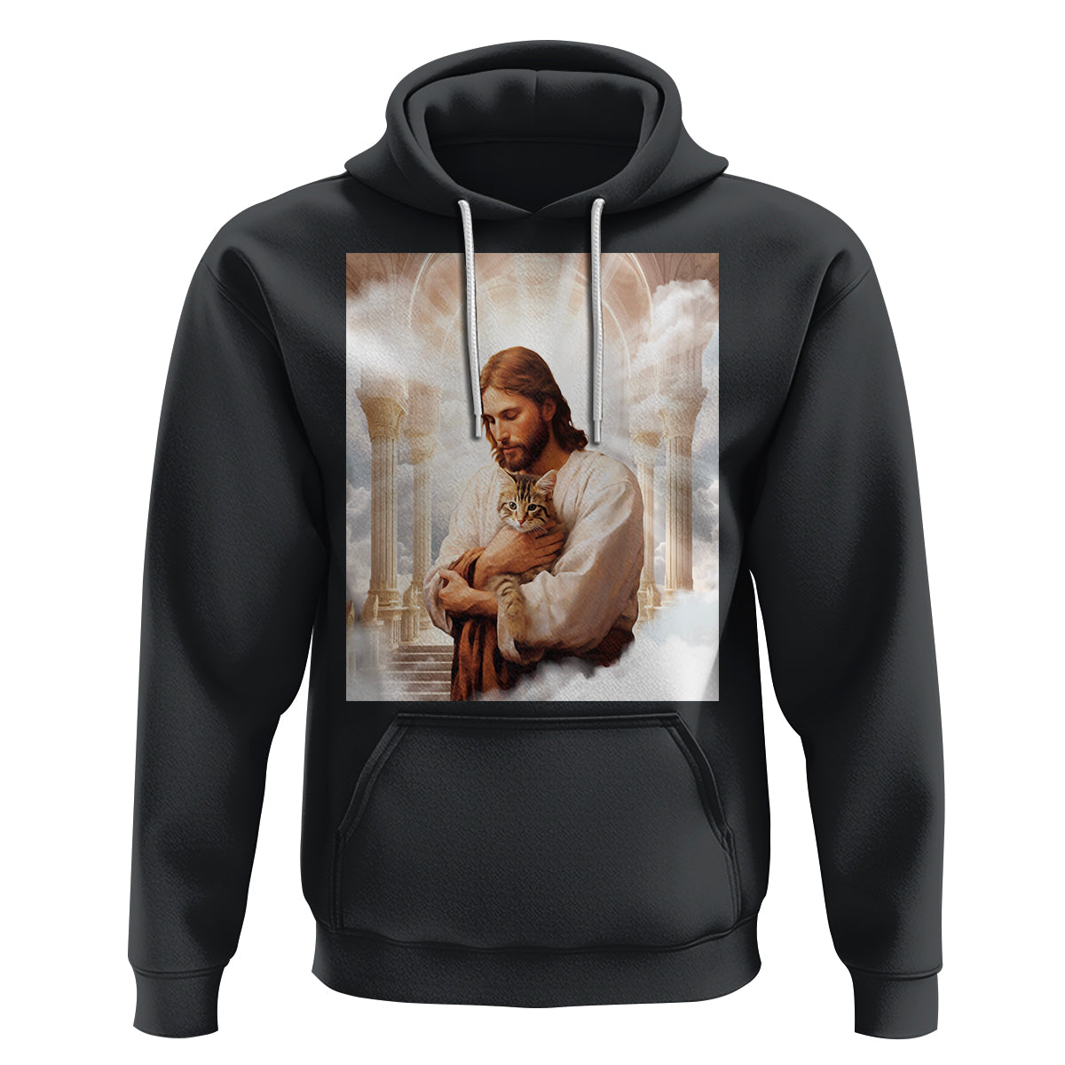 Jesus Hugs Cats Paradise Funny Christian Cat Lover Hoodie - Wonder Print Shop