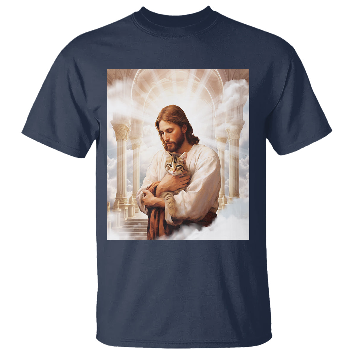 Jesus Hugs Cats Paradise Funny Christian Cat Lover T Shirt - Wonder Print Shop