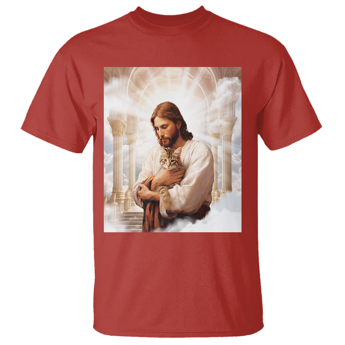 Jesus Hugs Cats Paradise Funny Christian Cat Lover T Shirt - Wonder Print Shop