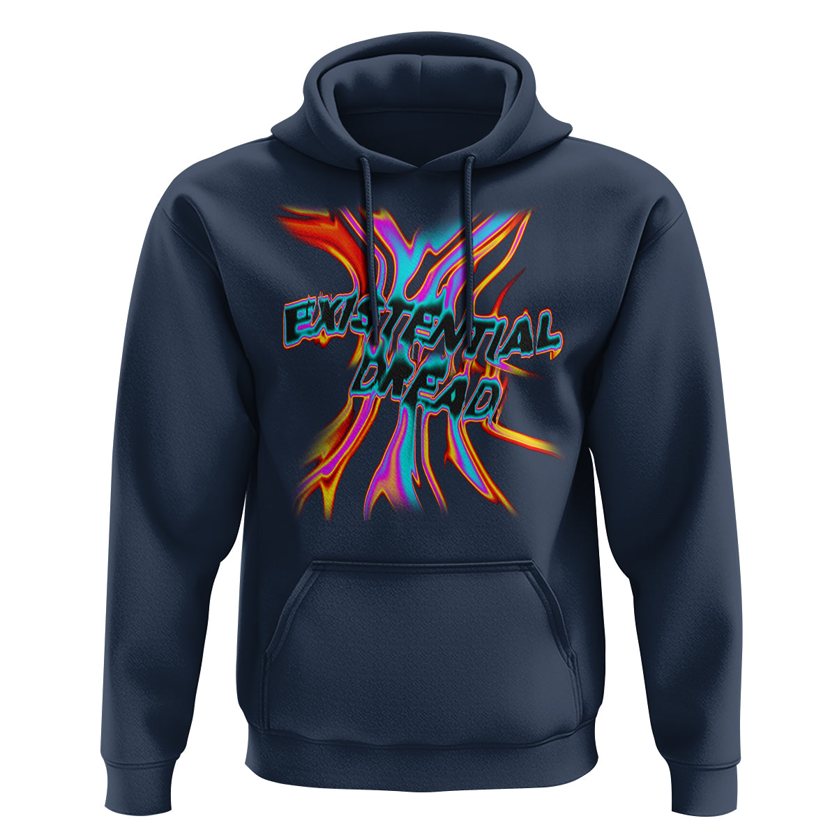 Mental Health Hoodie Existential Dread Liquid Melting Typography - Wonder Print Shop