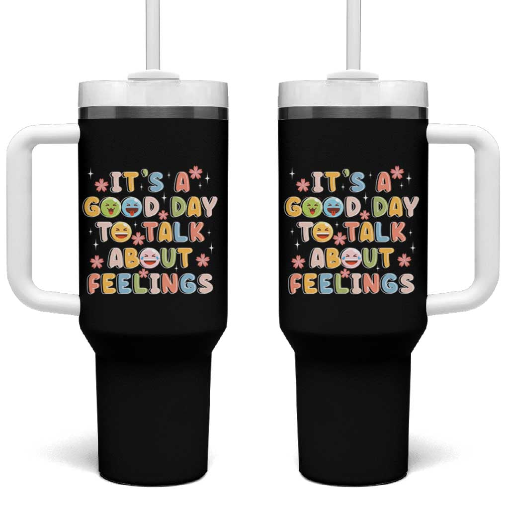 Mental Health Awareness Tumbler With Handle It's Good Day to Talk About Feelings Counselor Therapist