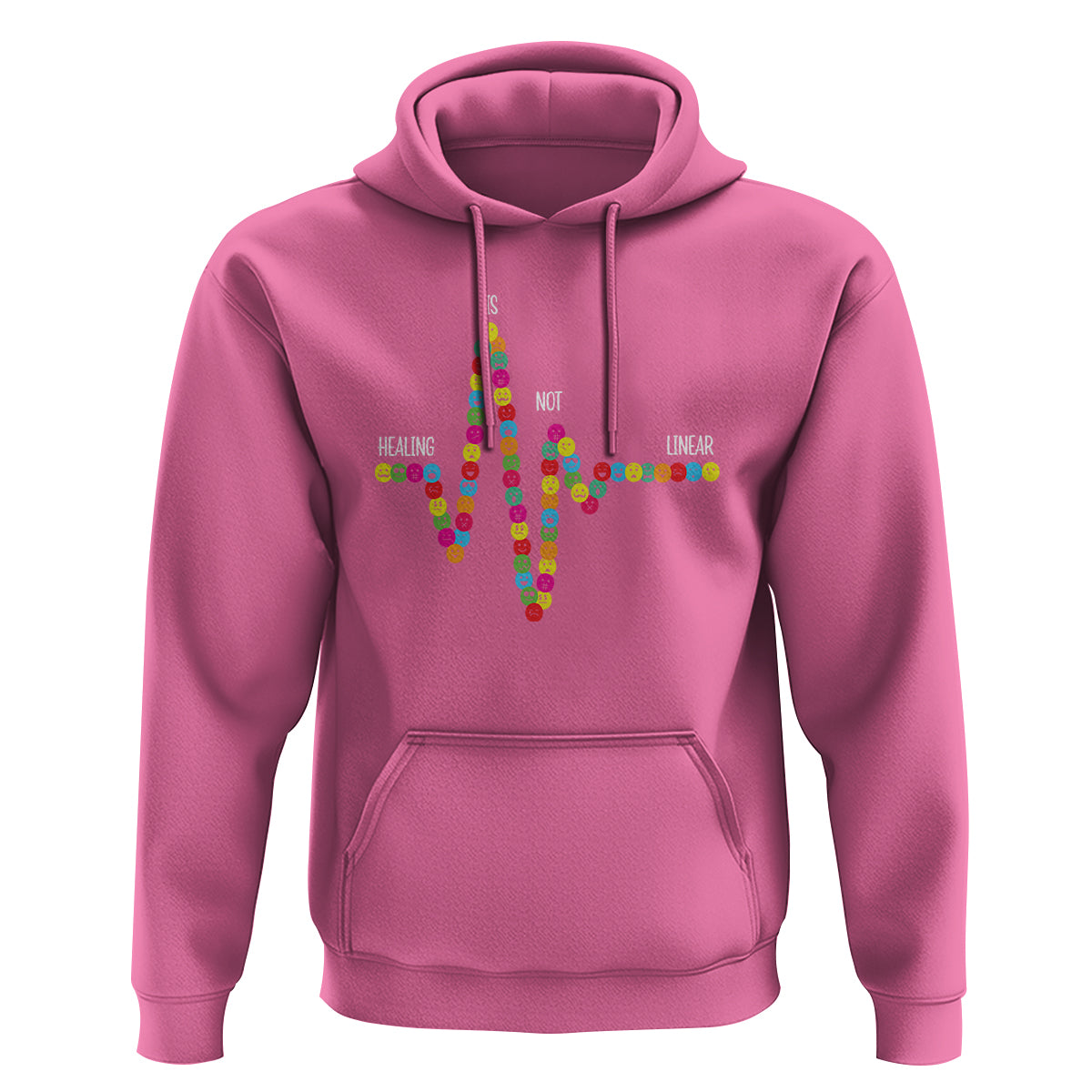 Mental Health Hoodie Healing Is Not Linear Emotion Faces - Wonder Print Shop