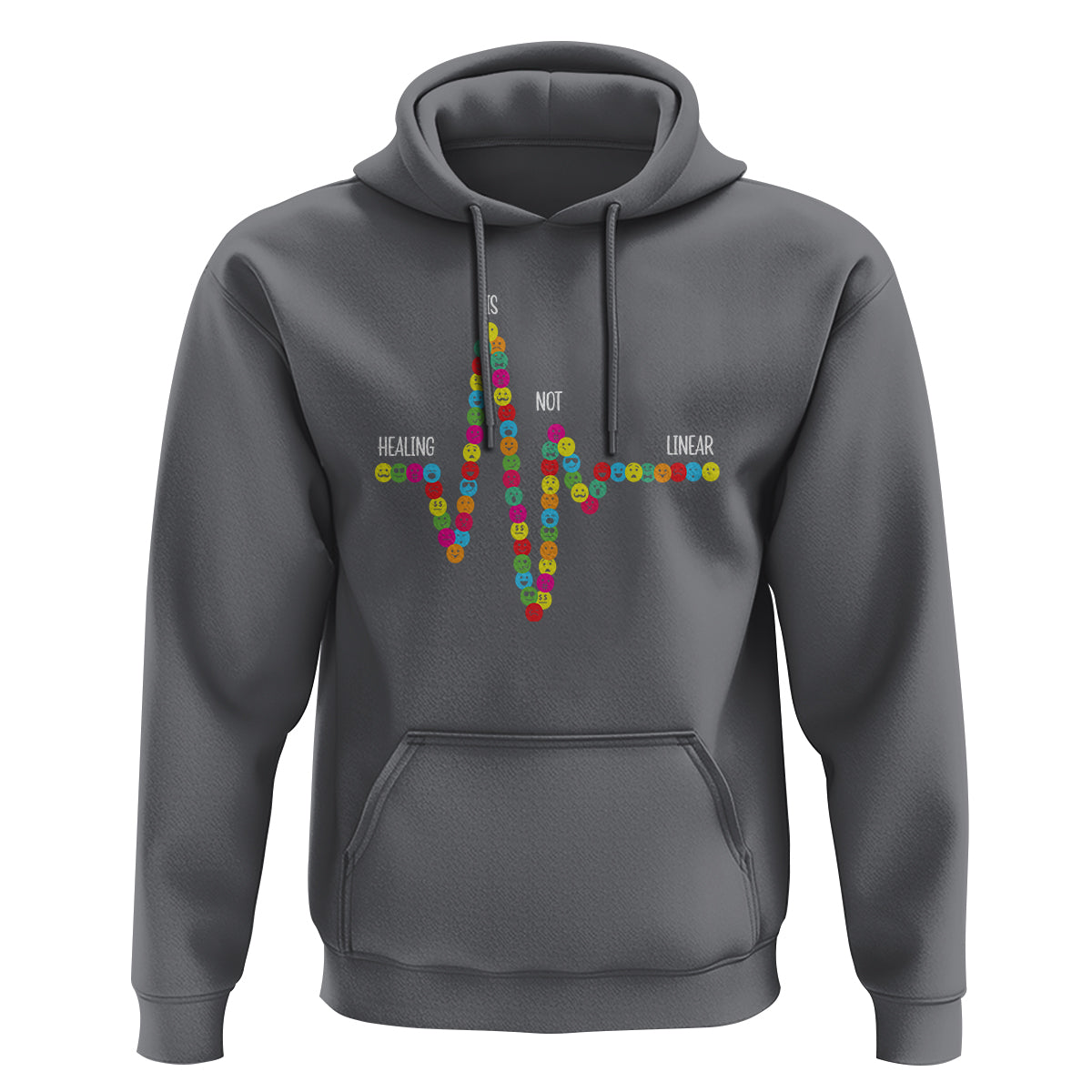 Mental Health Hoodie Healing Is Not Linear Emotion Faces - Wonder Print Shop