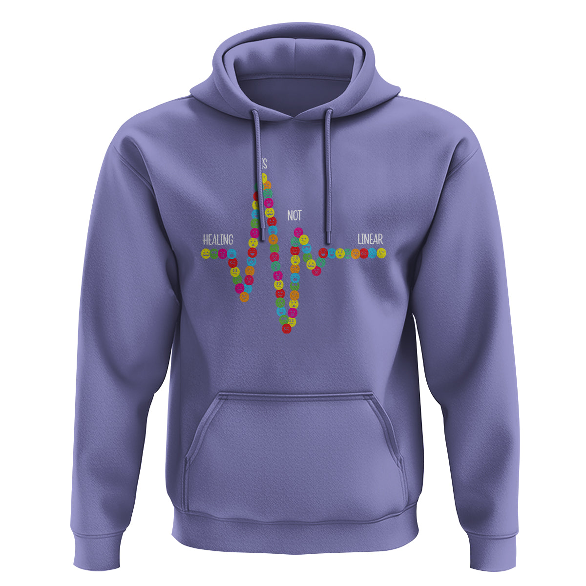 Mental Health Hoodie Healing Is Not Linear Emotion Faces - Wonder Print Shop