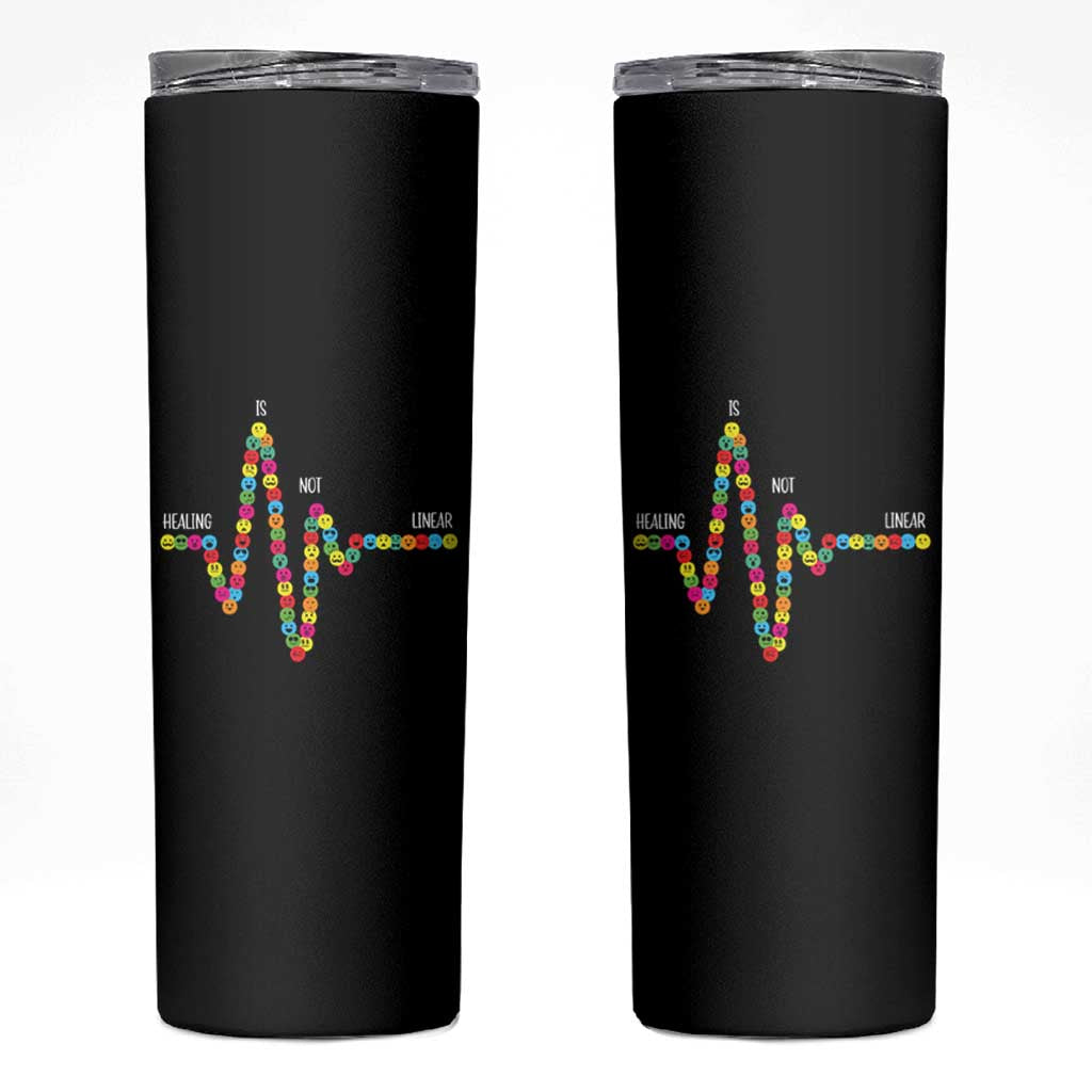 Mental Health Skinny Tumbler Healing Is Not Linear Emotion Faces