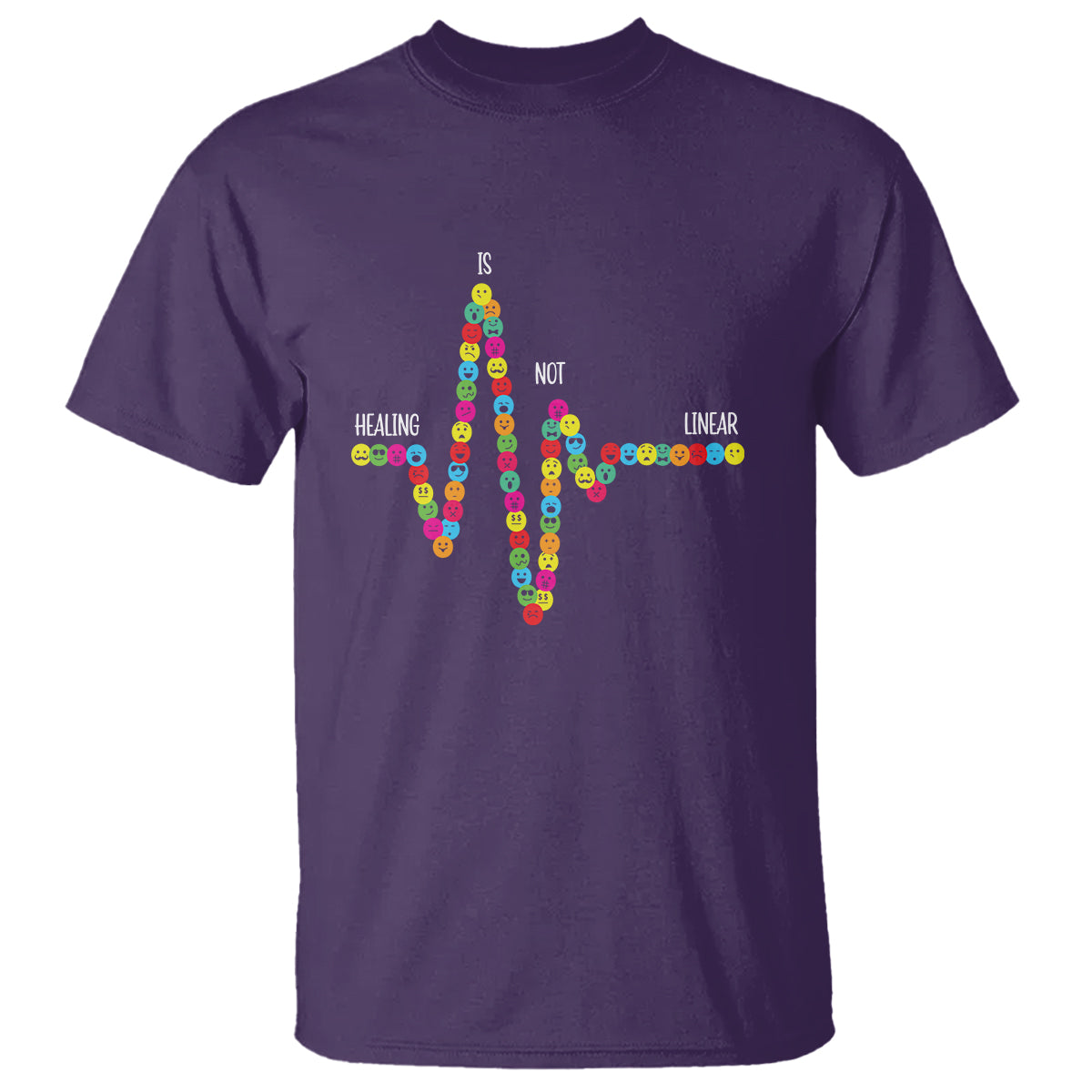 Mental Health T Shirt Healing Is Not Linear Emotion Faces - Wonder Print Shop