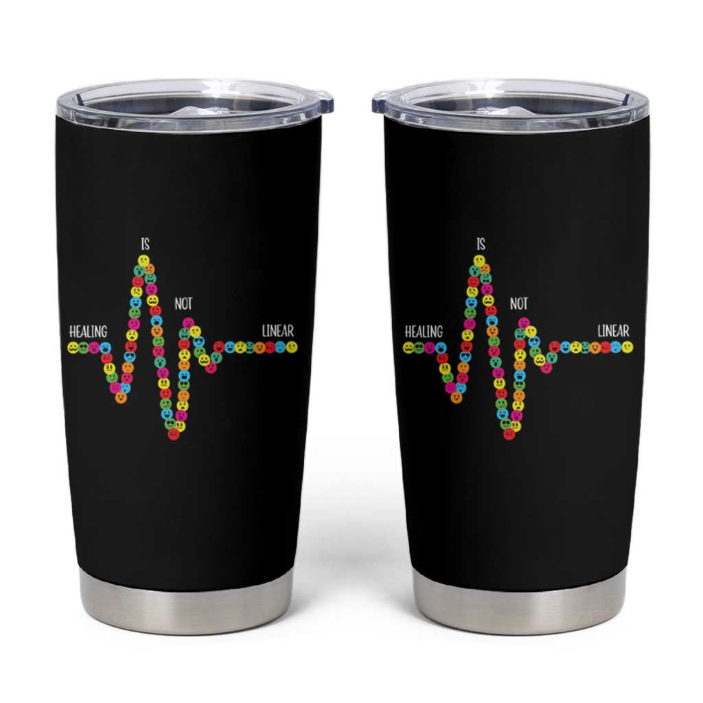 Mental Health Tumbler Cup Healing Is Not Linear Emotion Faces