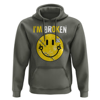 Mental Health Hoodie I'm Broken I'm Ok Invisible Illness Funny Fxxk Emotion Face - Wonder Print Shop