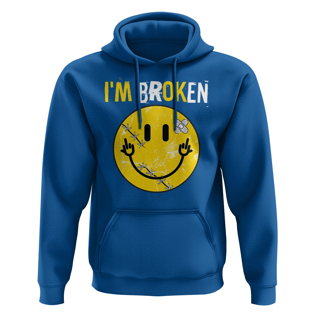 Mental Health Hoodie I'm Broken I'm Ok Invisible Illness Funny Fxxk Emotion Face - Wonder Print Shop