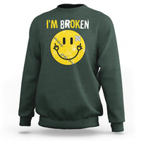 Mental Health Sweatshirt I'm Broken I'm Ok Invisible Illness Funny Fxxk Emotion Face - Wonder Print Shop