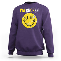 Mental Health Sweatshirt I'm Broken I'm Ok Invisible Illness Funny Fxxk Emotion Face - Wonder Print Shop