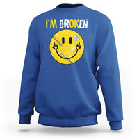 Mental Health Sweatshirt I'm Broken I'm Ok Invisible Illness Funny Fxxk Emotion Face - Wonder Print Shop