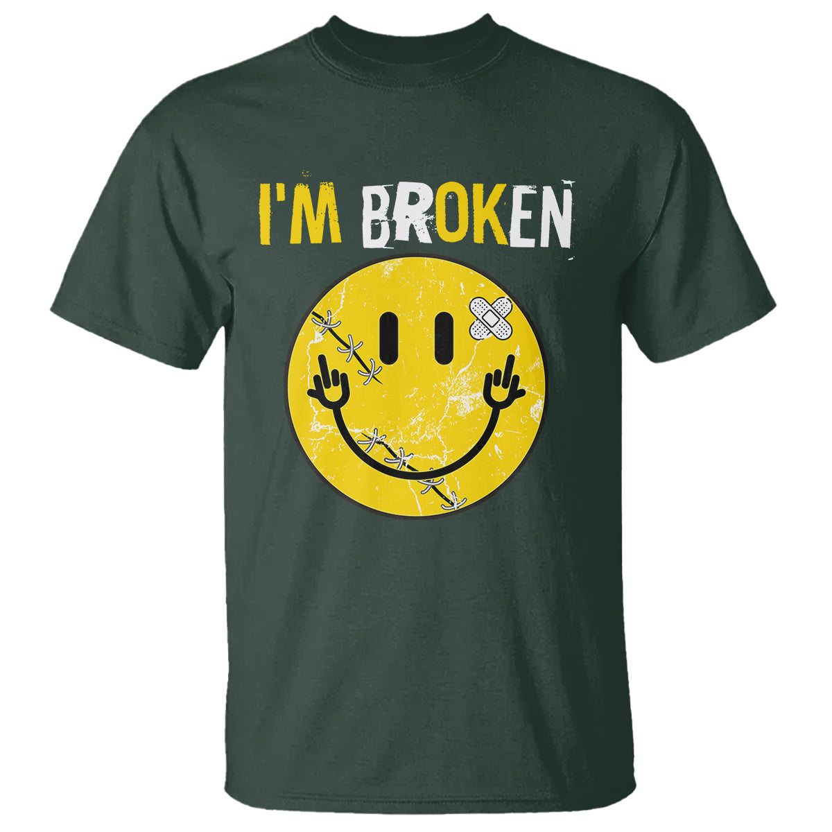 Mental Health T Shirt I'm Broken I'm Ok Invisible Illness Funny Fxxk Emotion Face - Wonder Print Shop