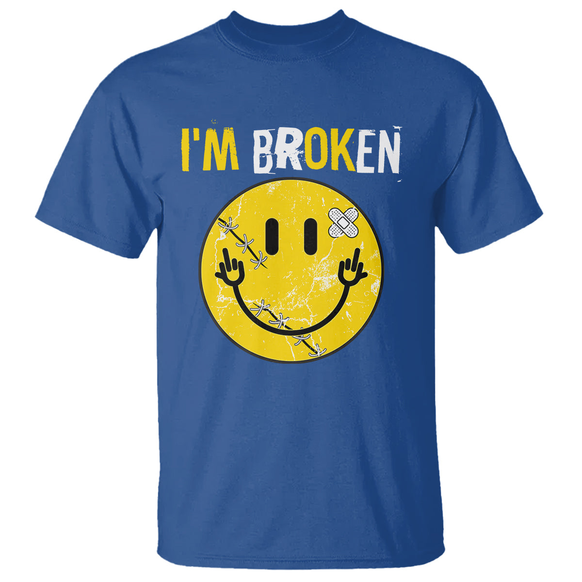 Mental Health T Shirt I'm Broken I'm Ok Invisible Illness Funny Fxxk Emotion Face - Wonder Print Shop