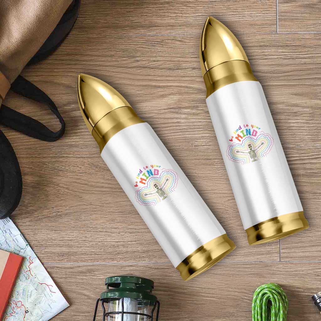 Mental Health Bullet Tumbler Be Kind To Your Mind Self Care Rainbow Skeleton