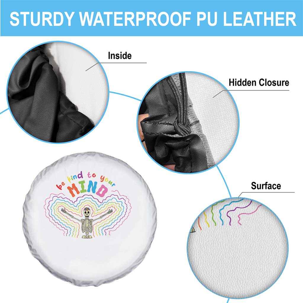 Mental Health Spare Tire Cover Be Kind To Your Mind Self Care Rainbow Skeleton