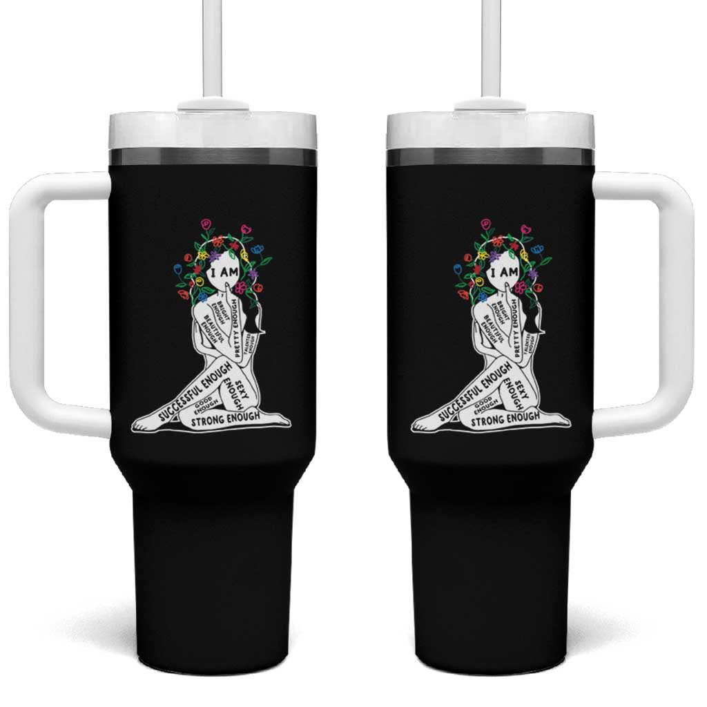 Mental Health Tumbler With Handle I Am Strong Good Beautiful Bright Talented Successful Enough