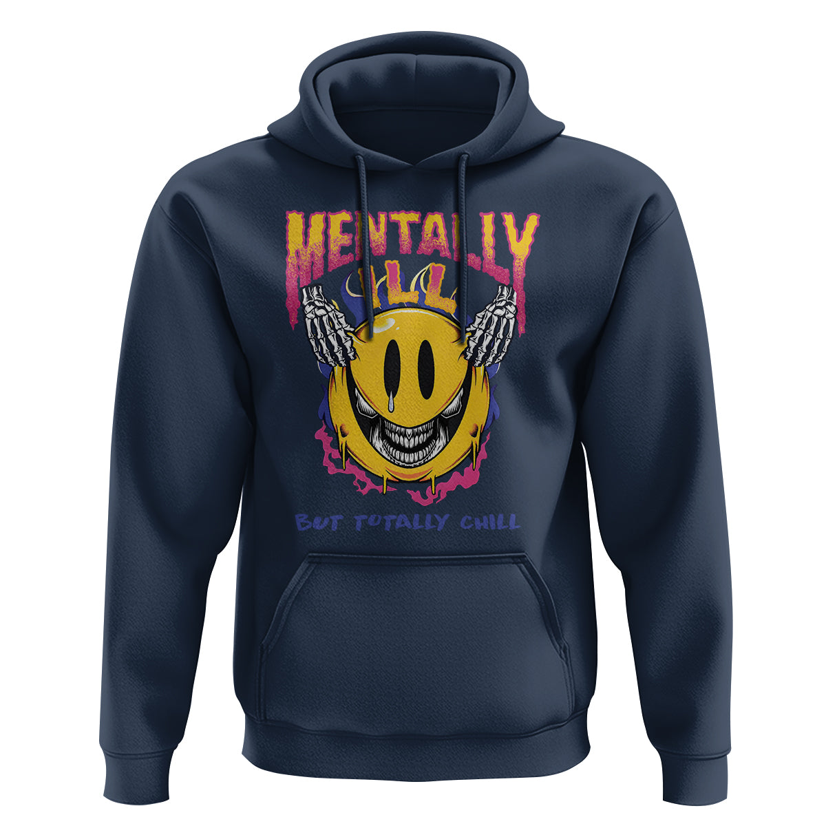Mental Health Hoodie Mentally Ill But Totally Chill Emotion Faces - Wonder Print Shop