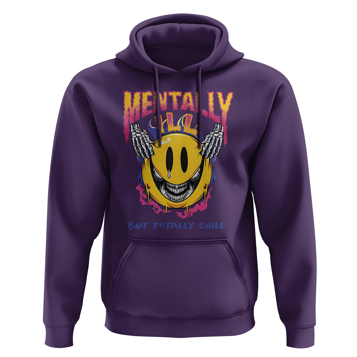 Mental Health Hoodie Mentally Ill But Totally Chill Emotion Faces - Wonder Print Shop