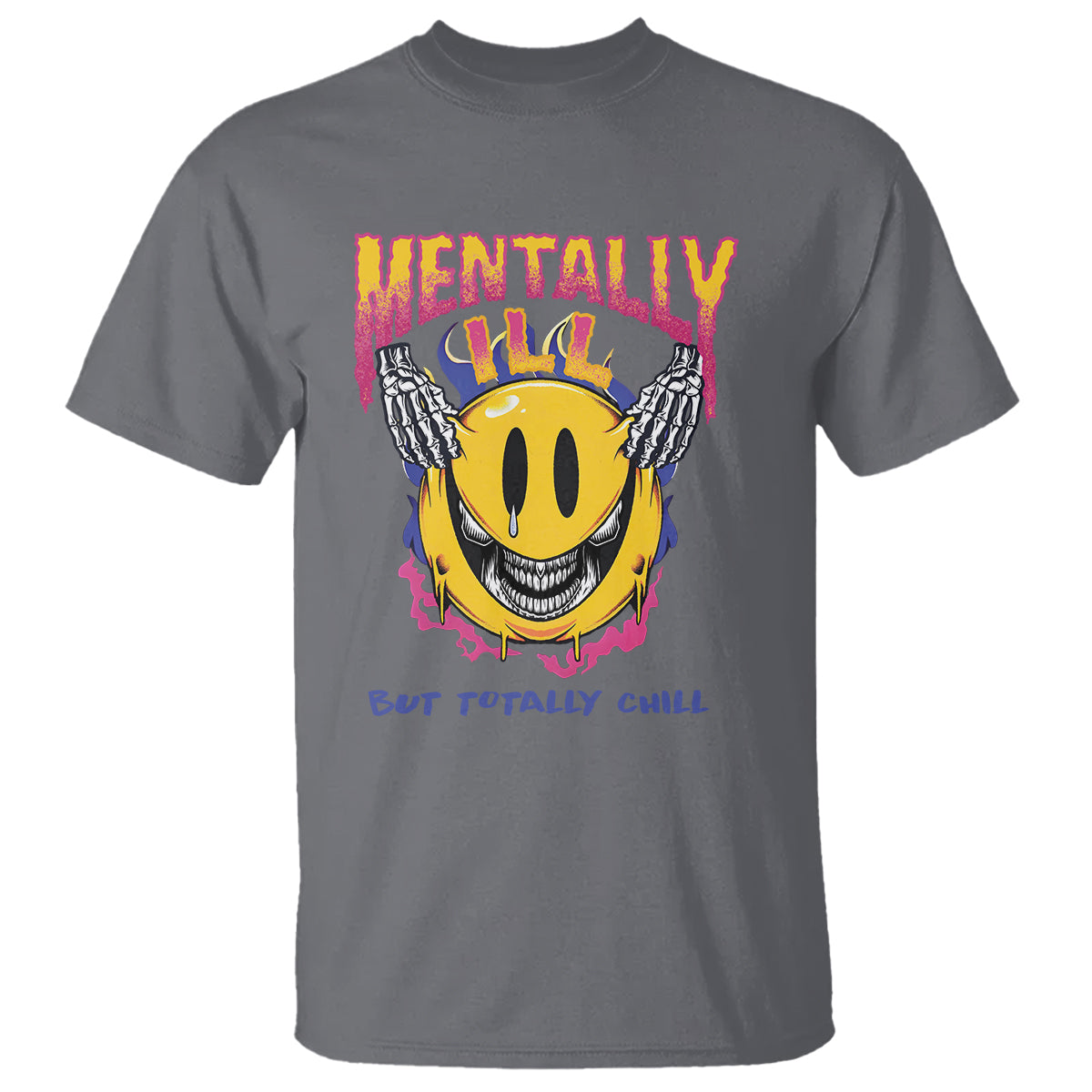 Mental Health T Shirt Mentally Ill But Totally Chill Emotion Faces - Wonder Print Shop