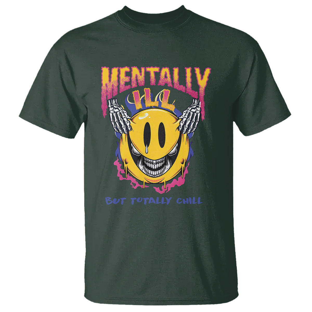 Mental Health T Shirt Mentally Ill But Totally Chill Emotion Faces - Wonder Print Shop