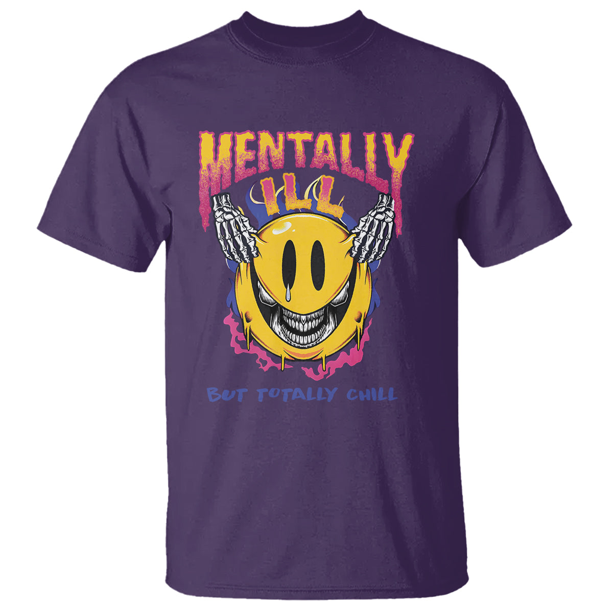 Mental Health T Shirt Mentally Ill But Totally Chill Emotion Faces - Wonder Print Shop