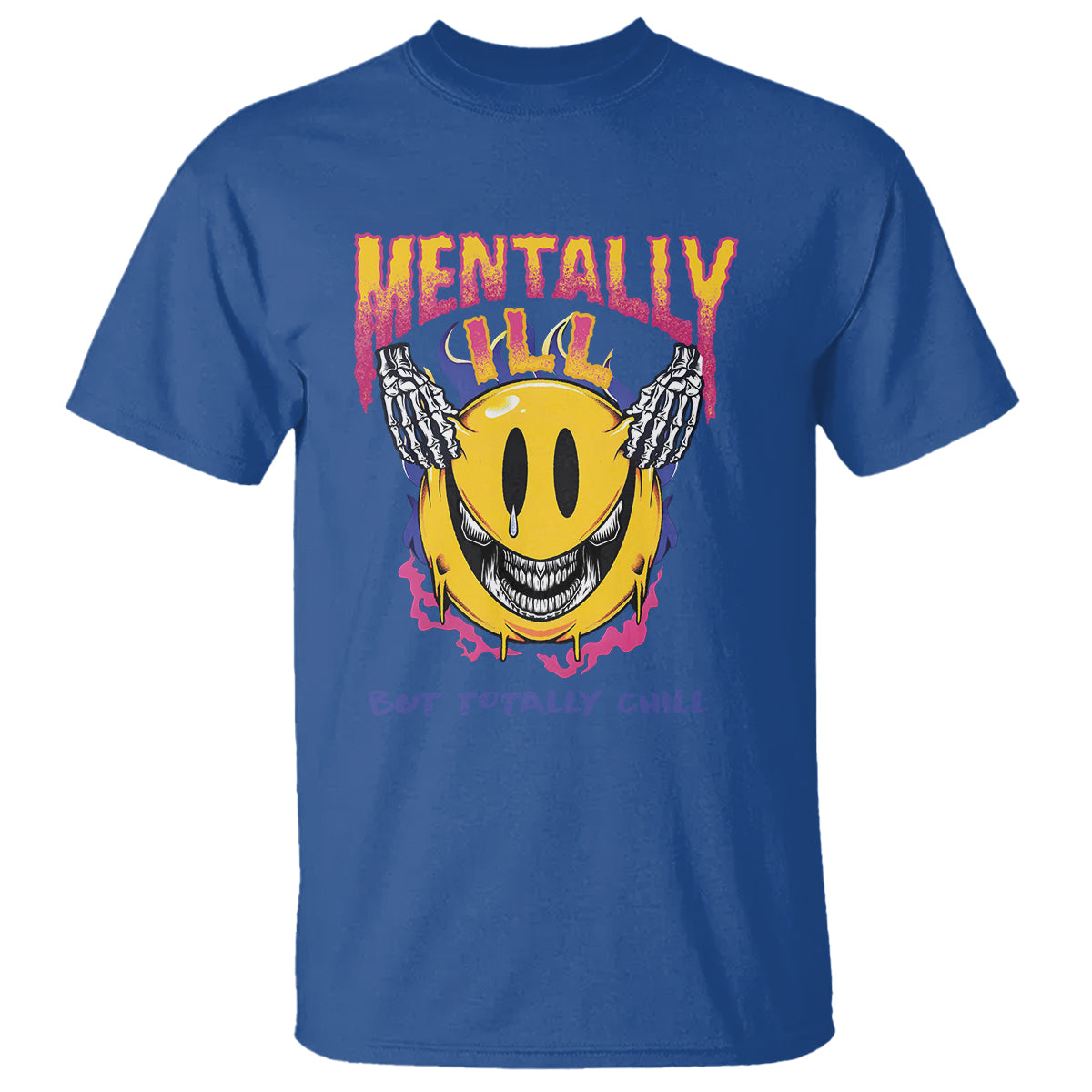 Mental Health T Shirt Mentally Ill But Totally Chill Emotion Faces - Wonder Print Shop