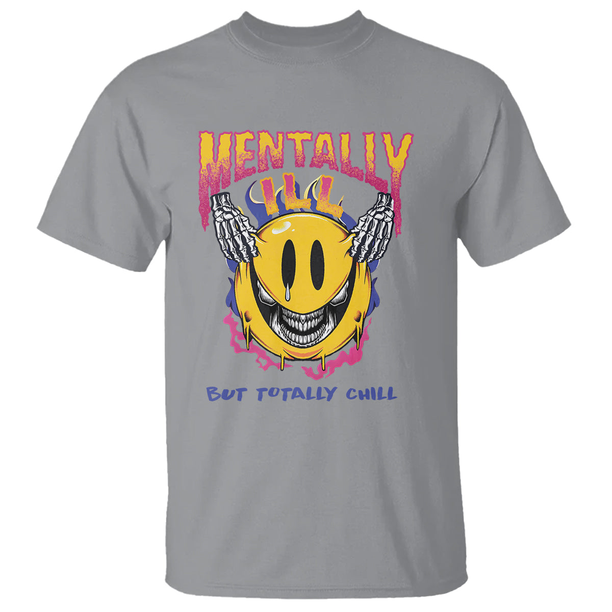 Mental Health T Shirt Mentally Ill But Totally Chill Emotion Faces - Wonder Print Shop