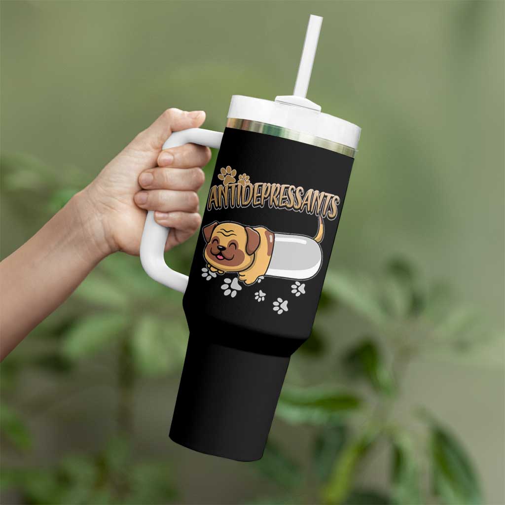 Mental Health Dog Lover Tumbler With Handle Antidepressants Dog Puppy Pill
