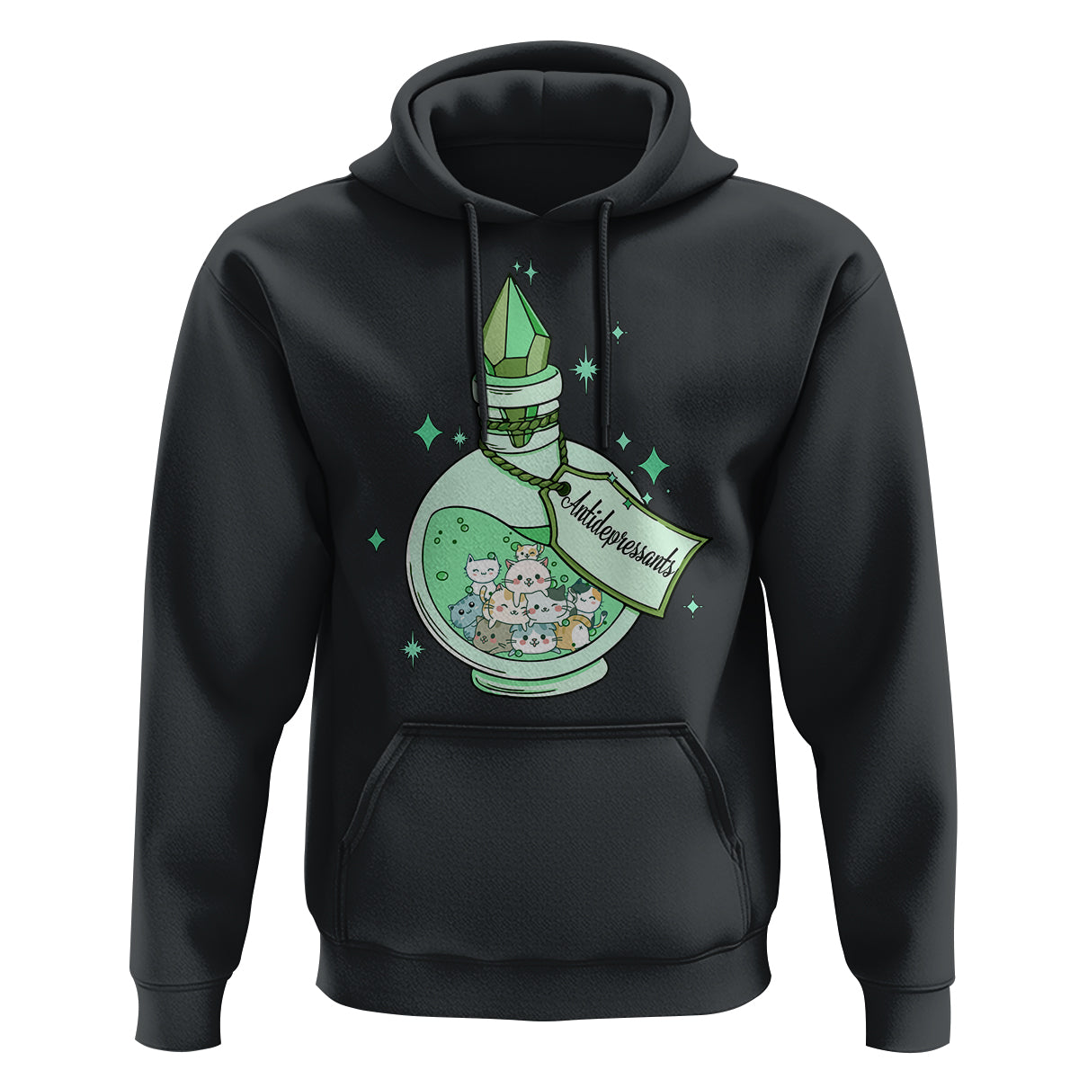 Mental Health Cat Lover Hoodie Antidepressants Cat Cute Pill - Wonder Print Shop